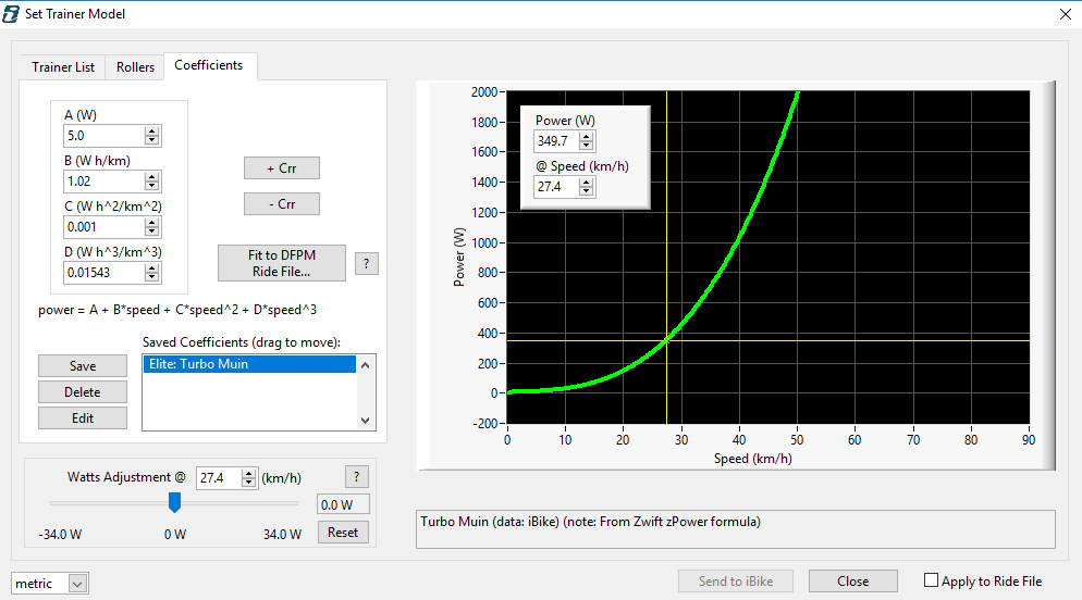 Trainer coefficients screenshot